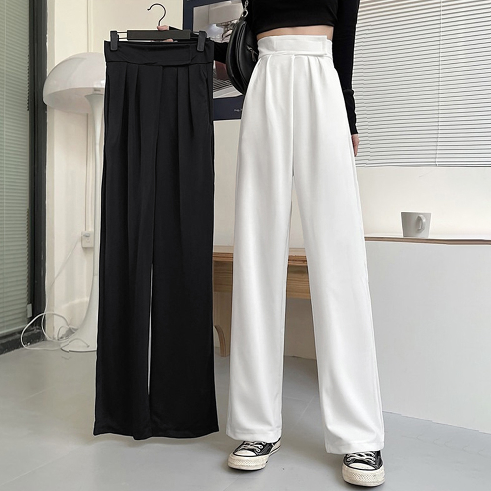 ハイウエストワイドタックパンツ マジックテープ付き