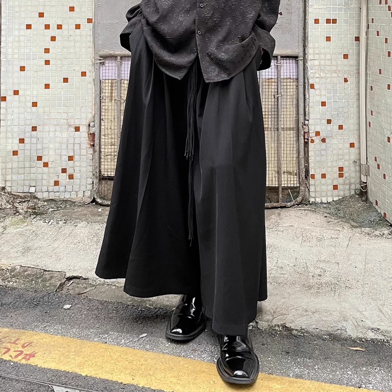 ワイドタックパンツ 黒 ゆったりタック入り ワイドパンツ ユニセックス