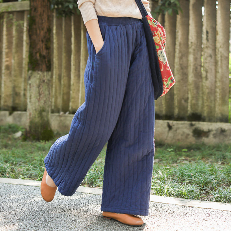 ワイドタックパンツ キルティング加工リネンワイドパンツ