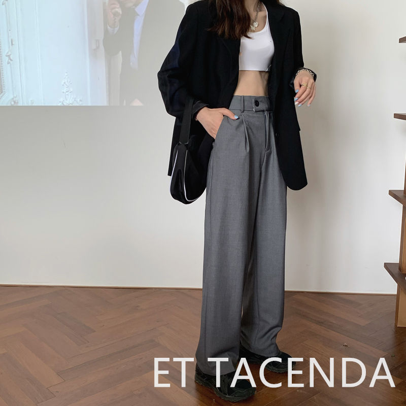 ワイドタックパンツ ハイウエストタックワイドパンツ 韓国風きれいめカジュアル