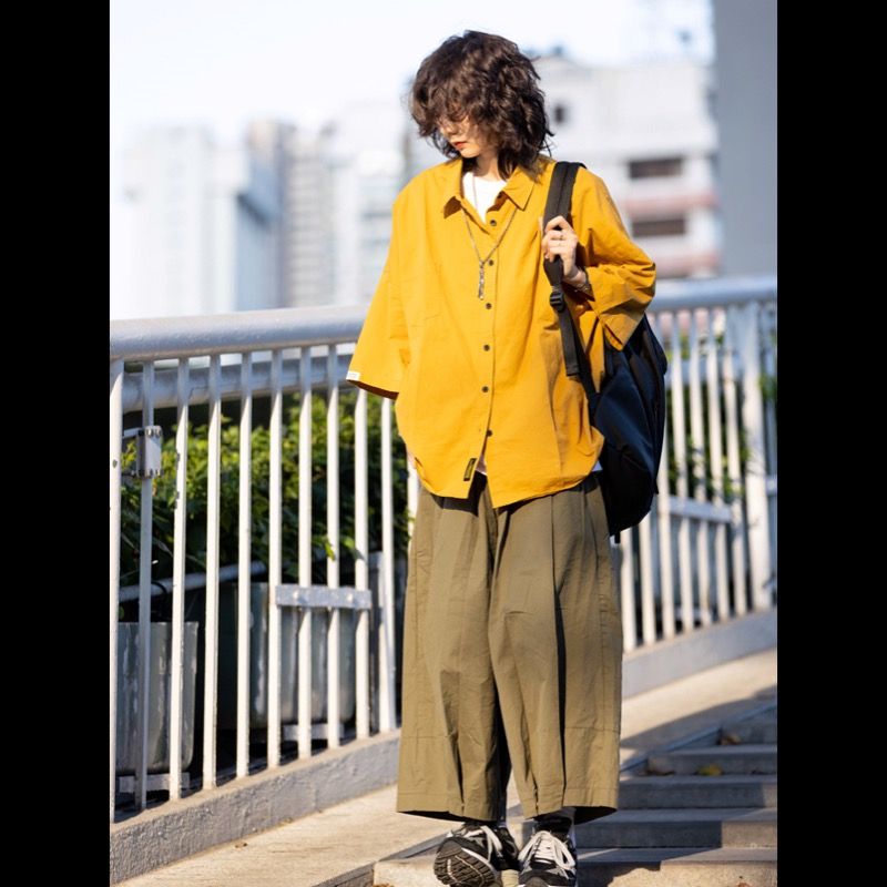 ワイドタックパンツ 白シューズに合う ハイウエスト ワイドパンツ 7分丈
