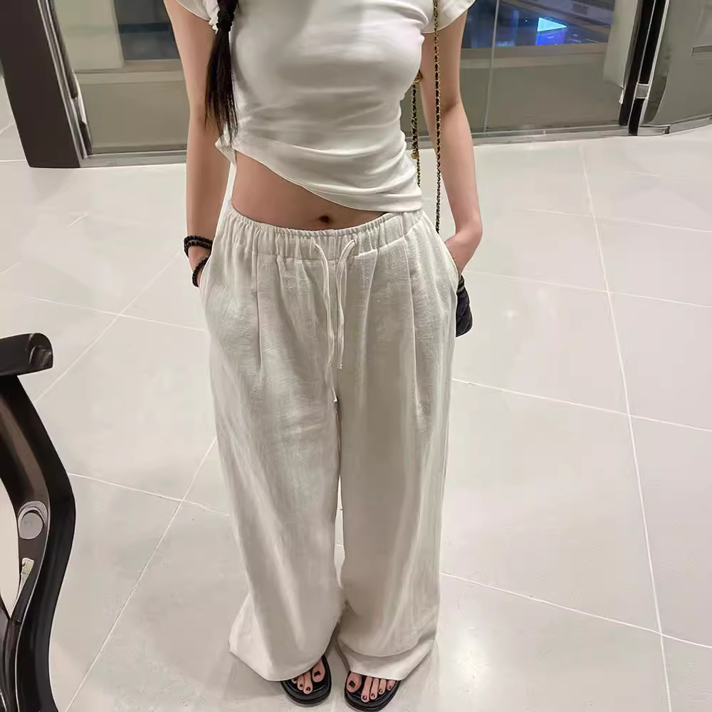 ワイドタックパンツ なめらか麻混リラックスパンツ