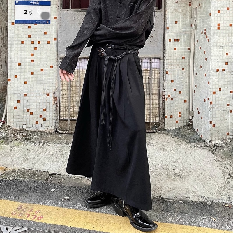ワイドタックパンツ 黒 ゆったりタック入り ワイドパンツ ユニセックス