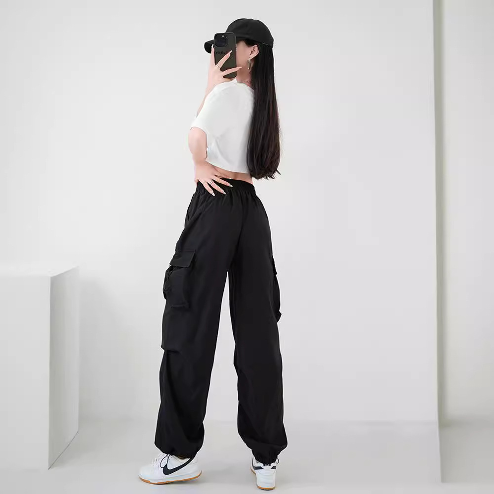 ワイドタックパンツ ゆったり多機能カーゴワイドパンツ