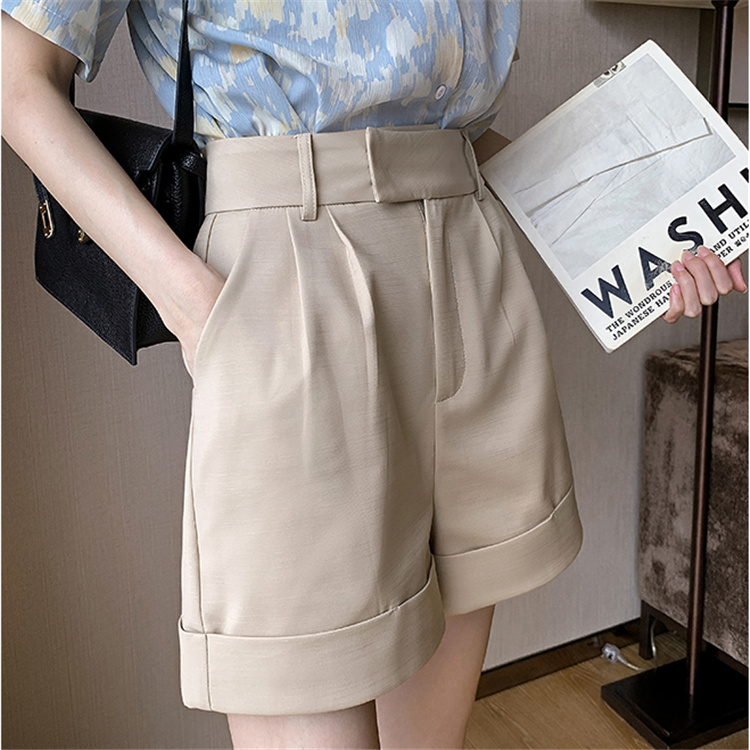 ワイドタックパンツ 大きいサイズ対応ハイウエストワイドタックショートパンツ