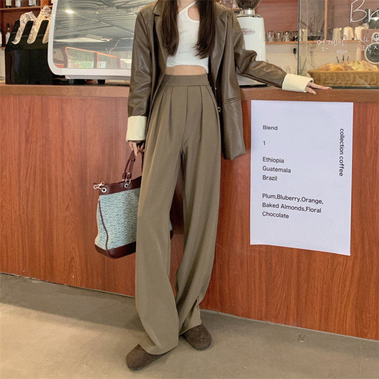 上品なハイウエストワイドタックパンツ