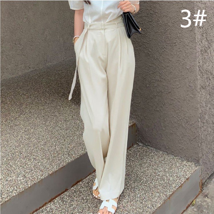 ハイウエストタックワイドパンツ レディース着痩せロング丈 グレー