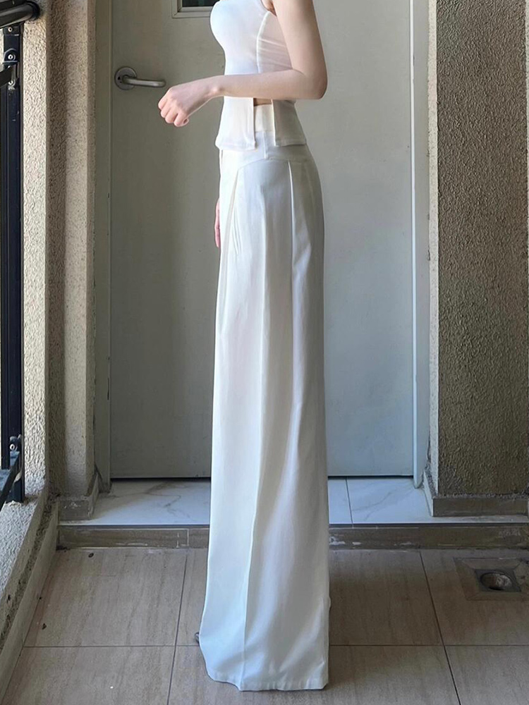 ワイドタックパンツ 優雅なドレープシルエットパンツ