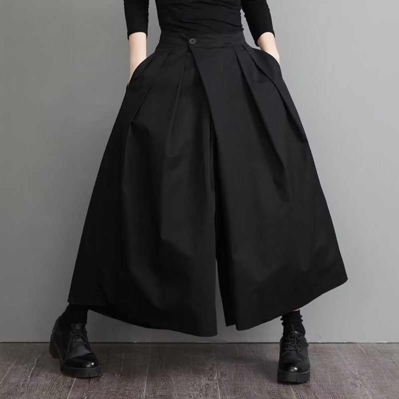ワイドタックパンツ 黒 ワイドタック スカートパンツ ユニセックス