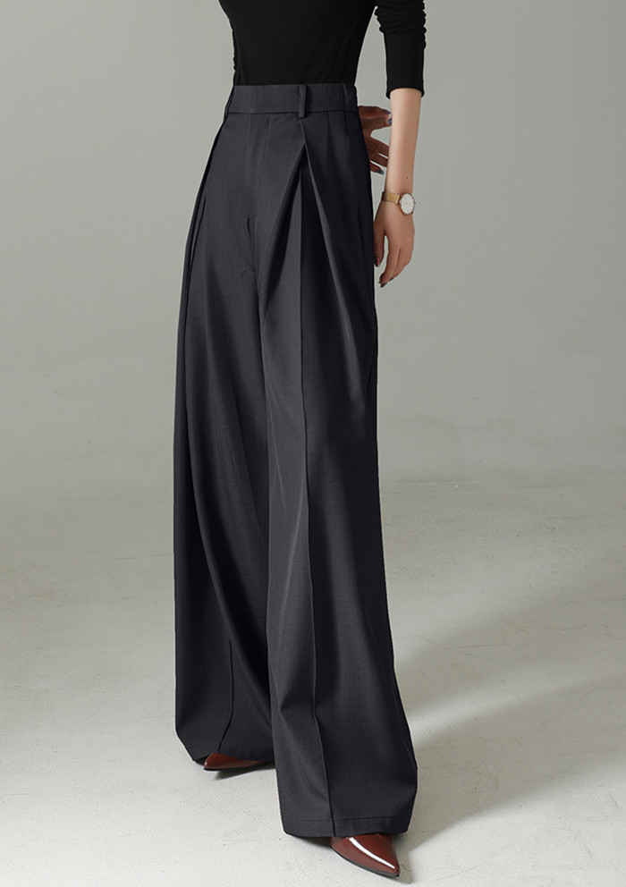 春夏新作 タックワイドパンツ レディース ハイウエスト ベージュ