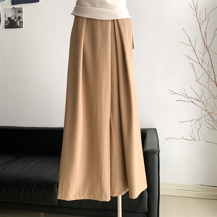 ワイドタックパンツ 優雅なドレープたっぷりロングパンツ