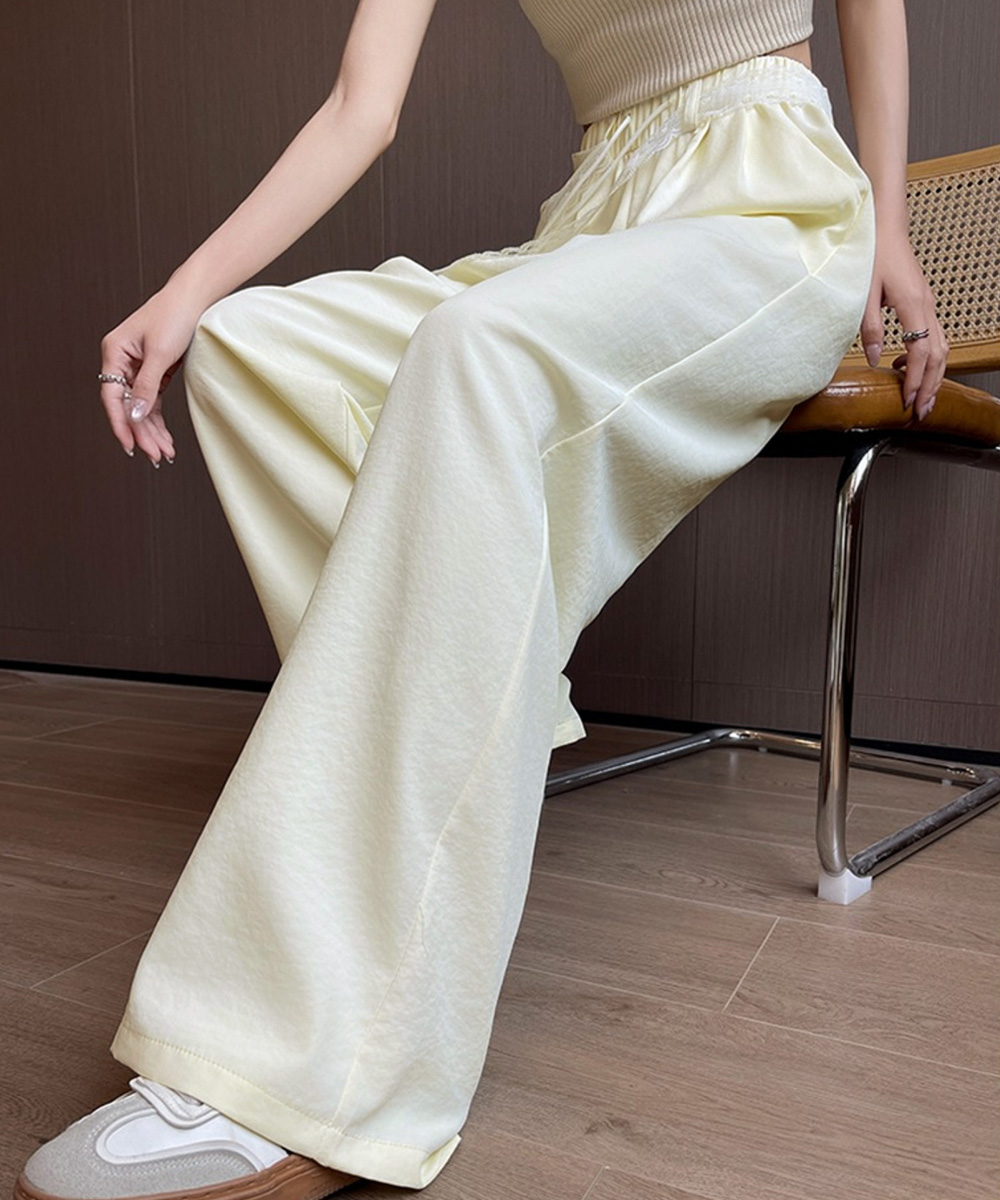 レースベルト付きワイドタックパンツ