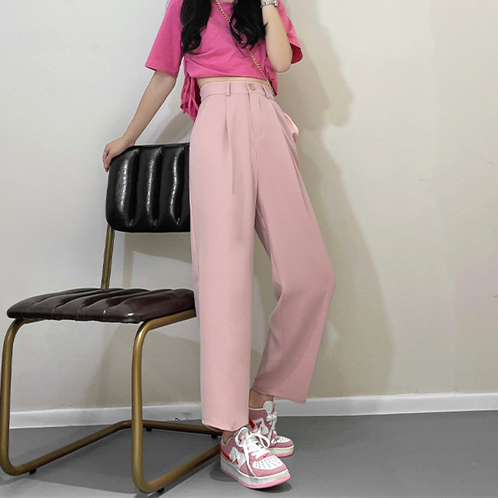 美脚ワイドタックパンツ九分丈多色展開