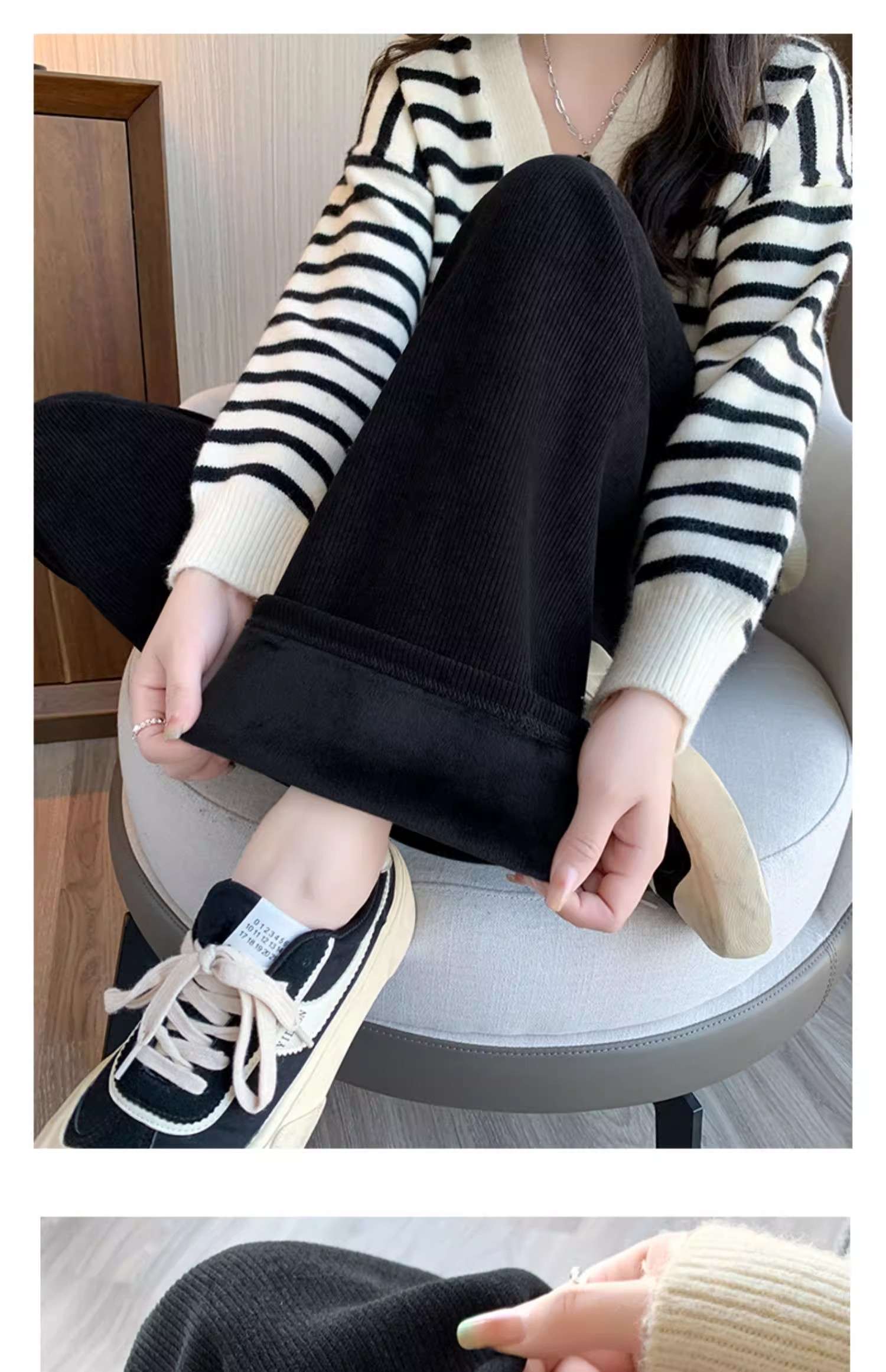 ワイドタックパンツ 楽らくゆったりコーデュロイパンツ