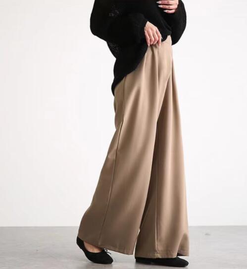 レディース ハイウエスト タックワイドパンツ 通勤対応 ベージュ