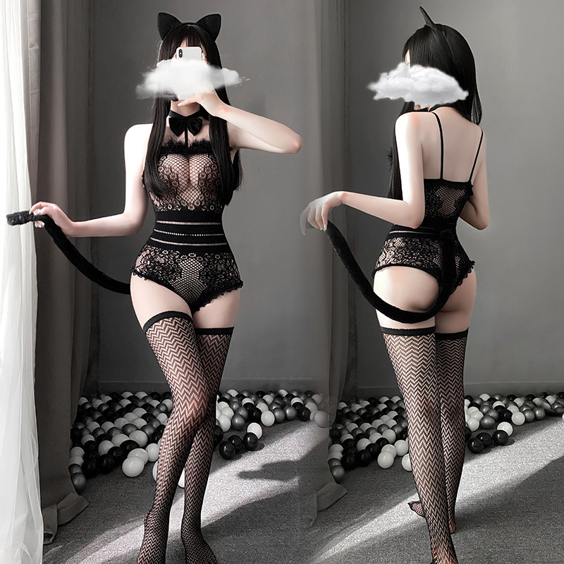 エロコスプレ 黒猫コスプレ セクシーレース猫耳セット