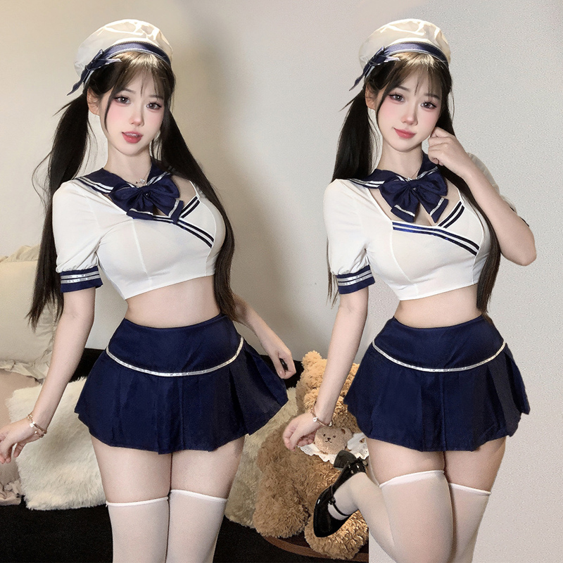 帽子付き水兵風セーラー服エロコスプレ衣装