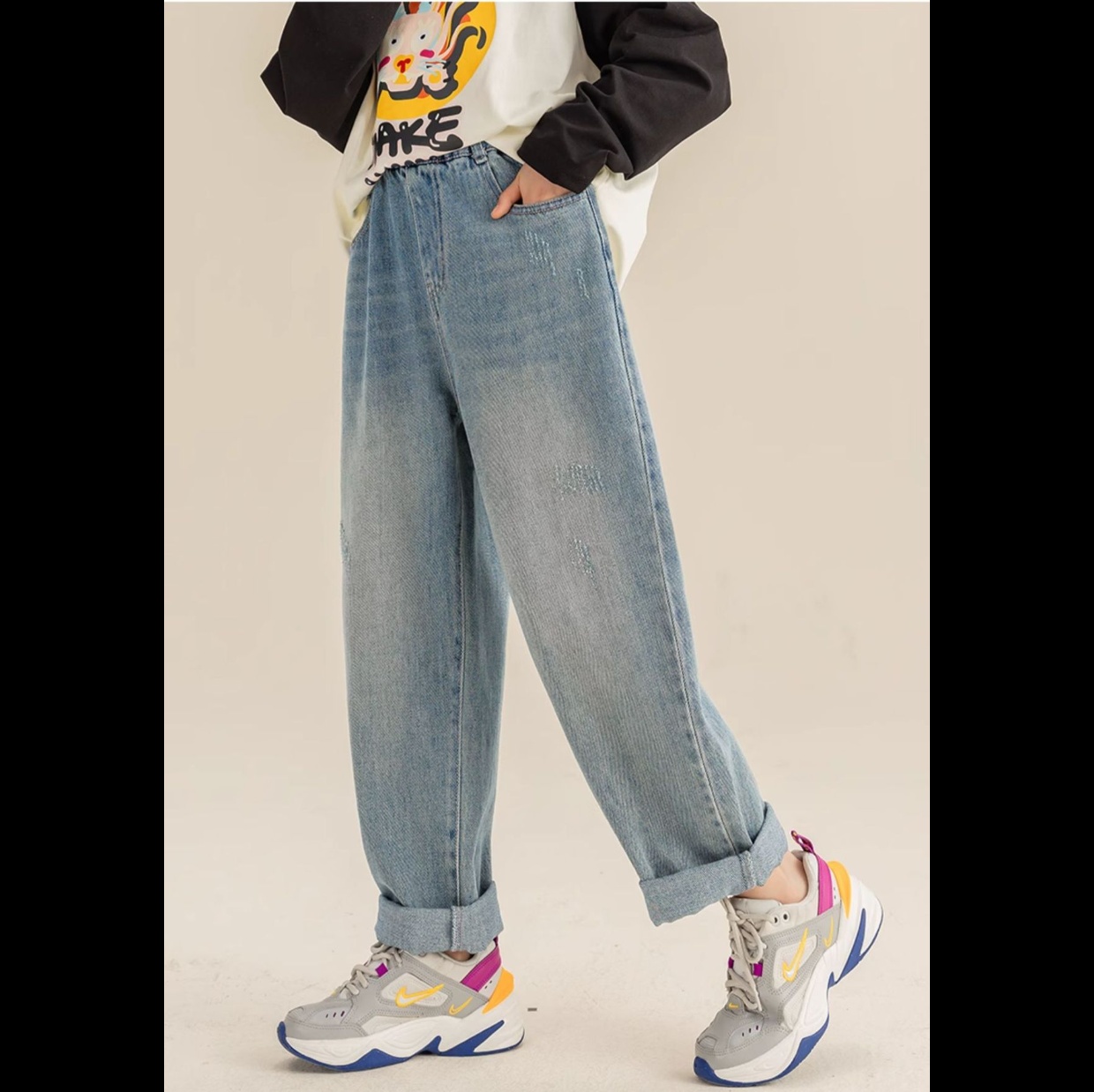 ジェンダーレスファッション ゆったりシルエット デニムワイドパンツ