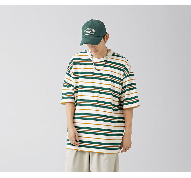 ジェンダーレスファッション ゆったりボーダーＴシャツ