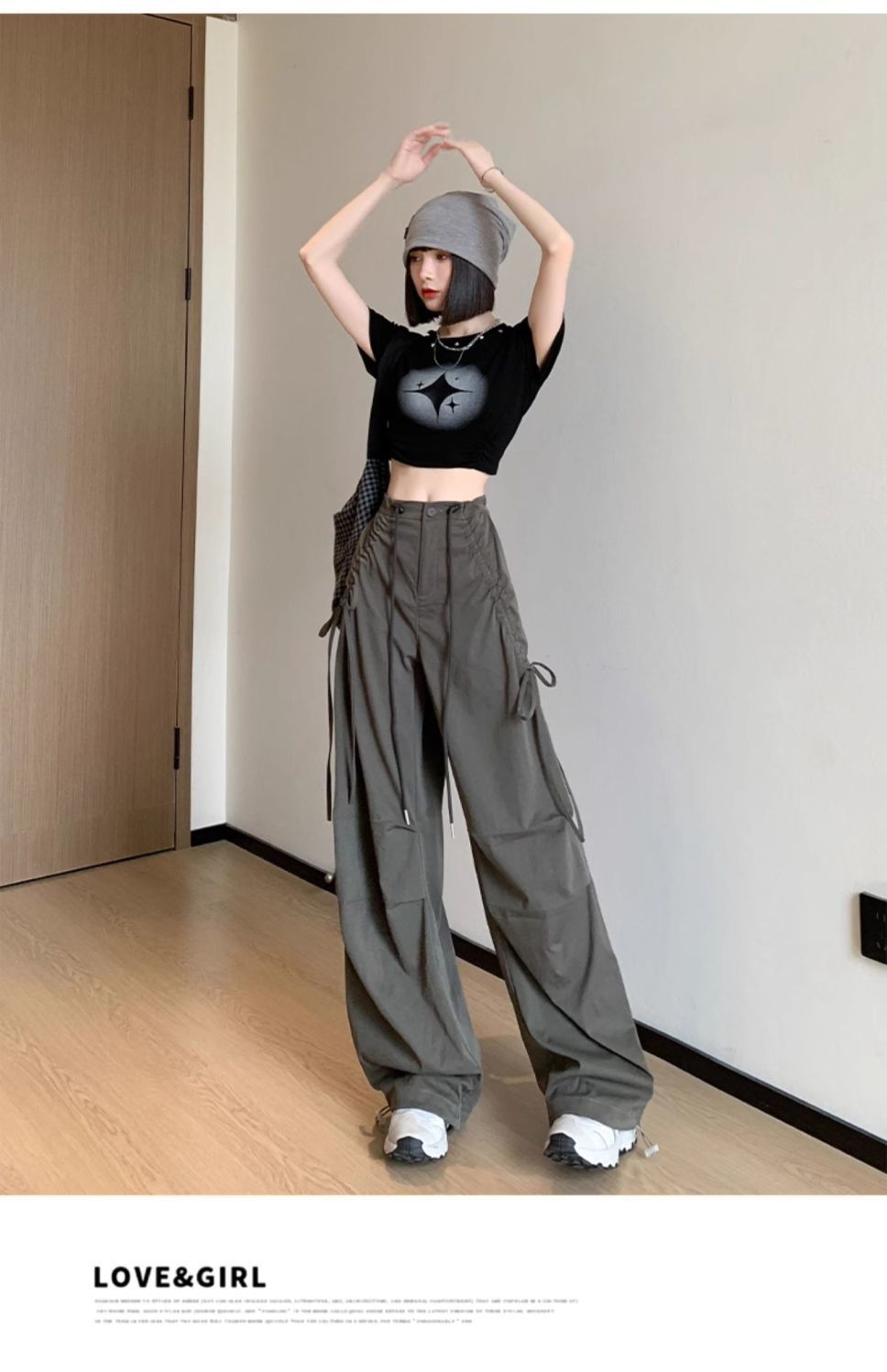 ジェンダーレスファッション アシンメトリー レースアップ ストレートパンツ