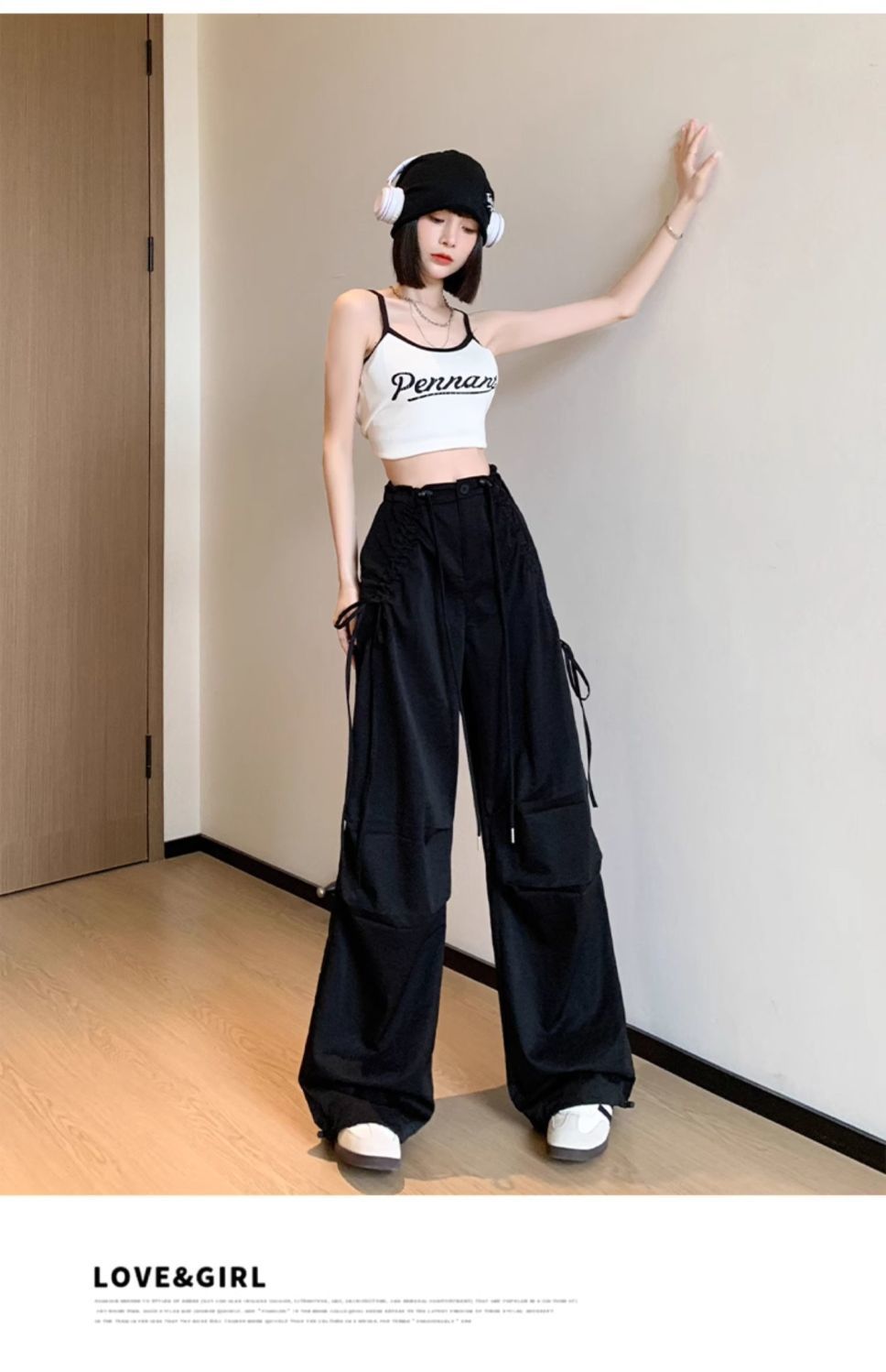 ジェンダーレスファッション アシンメトリー レースアップ ストレートパンツ