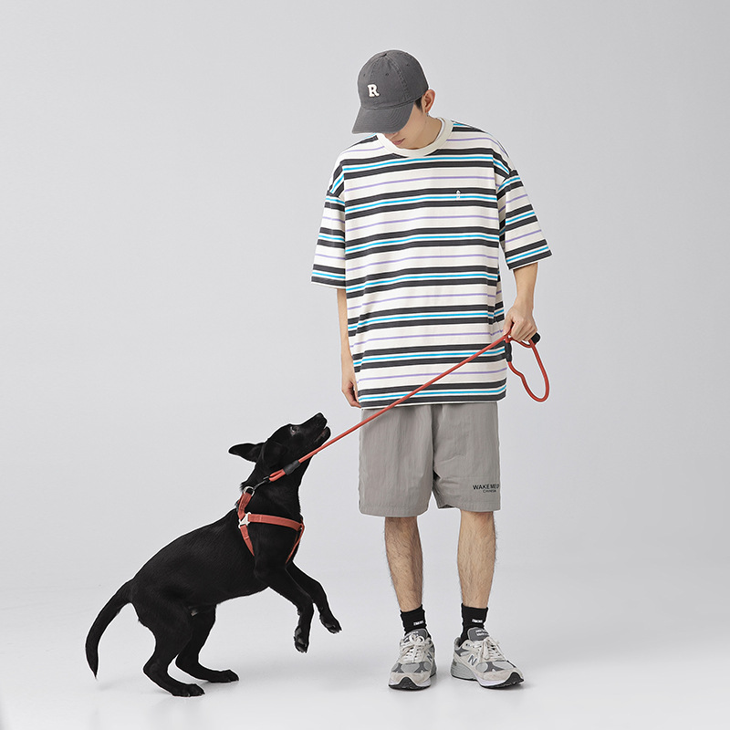 ジェンダーレスファッション ゆったりボーダーＴシャツ