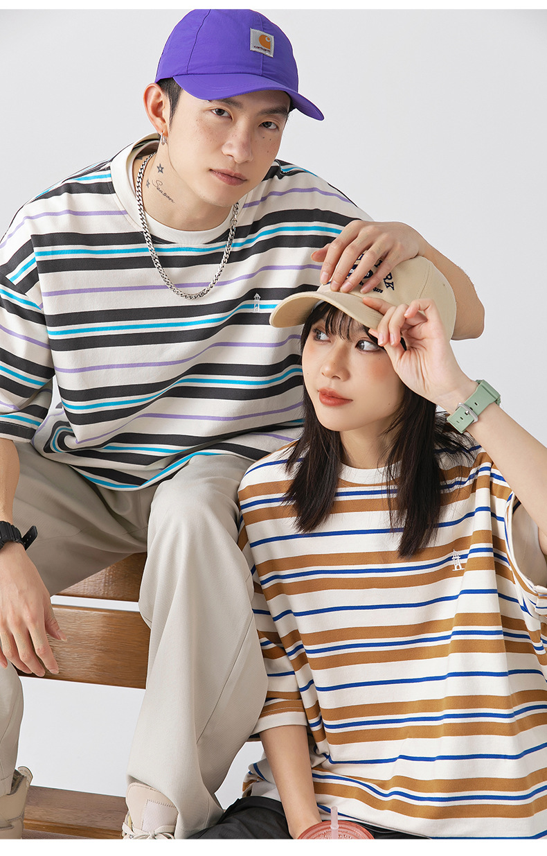 ジェンダーレスファッション ゆったりボーダーＴシャツ
