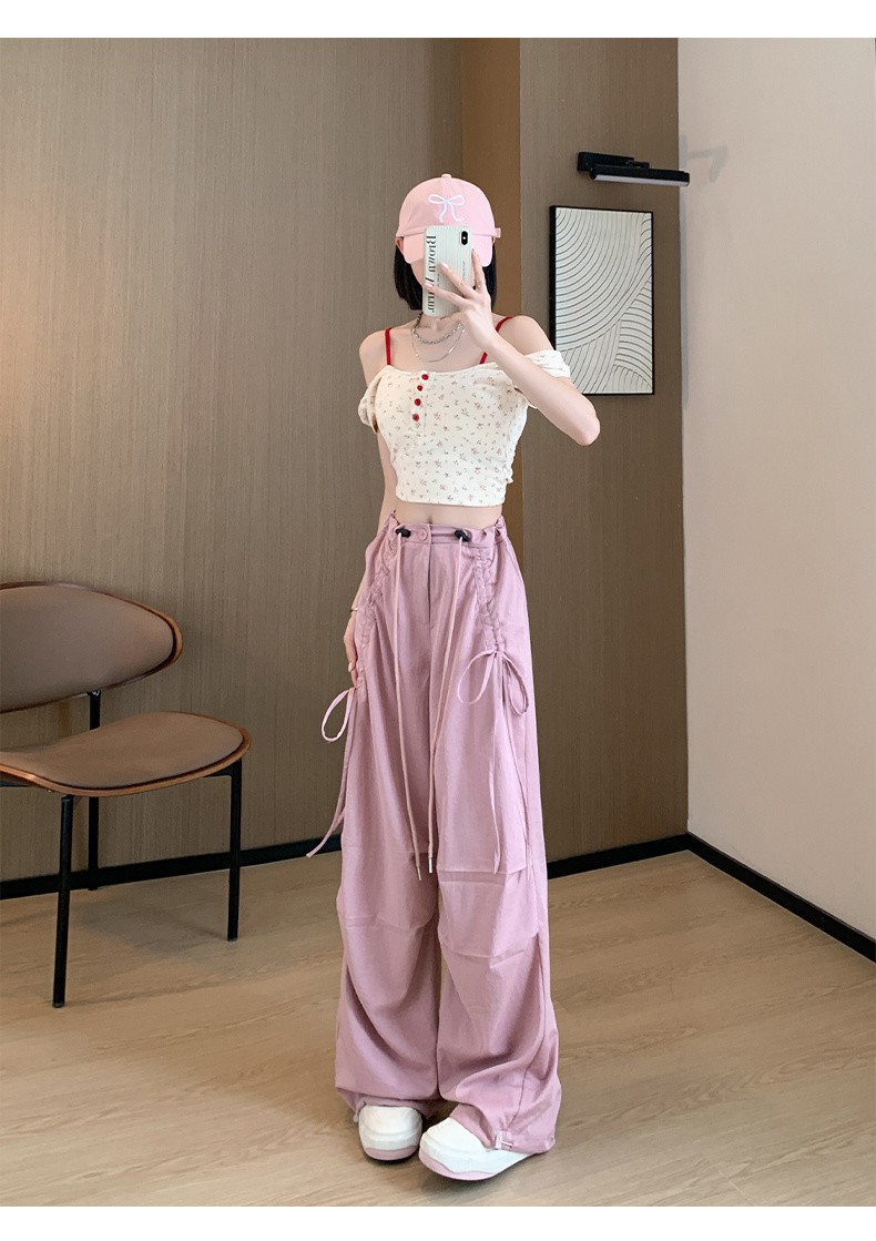 ジェンダーレスファッション アシンメトリー レースアップ ストレートパンツ