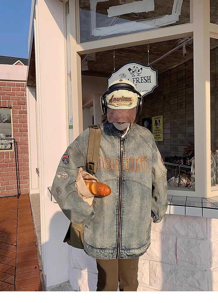 ジェンダーレスファッション ダメージ加工ワイドデニムジャケット