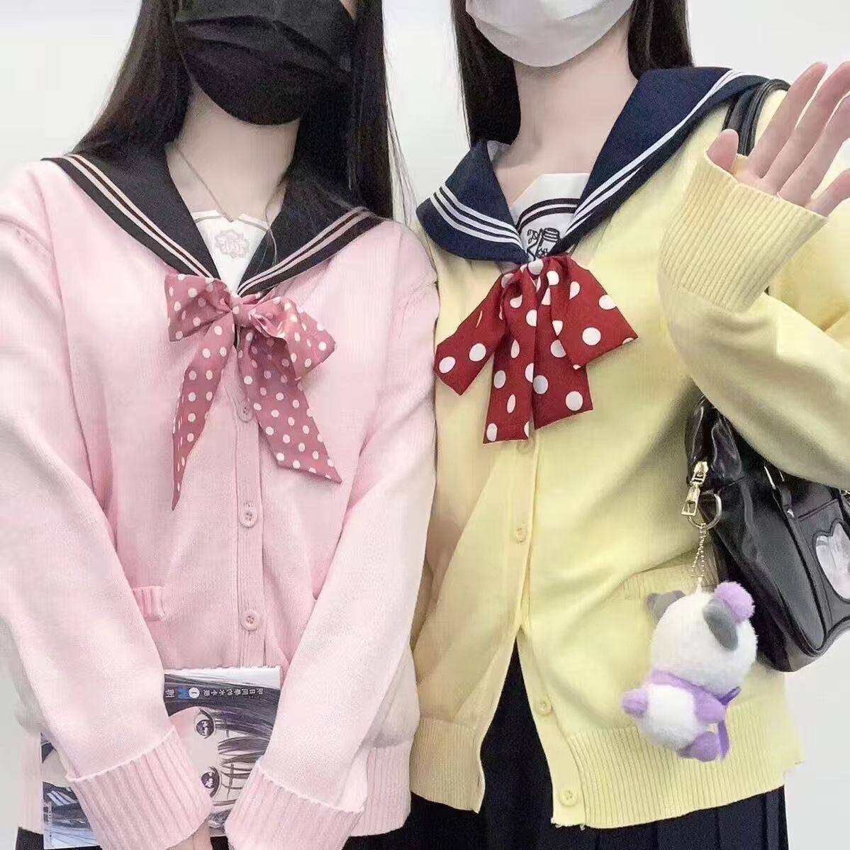 学園風ニットカーディガンとチェックスカートセット