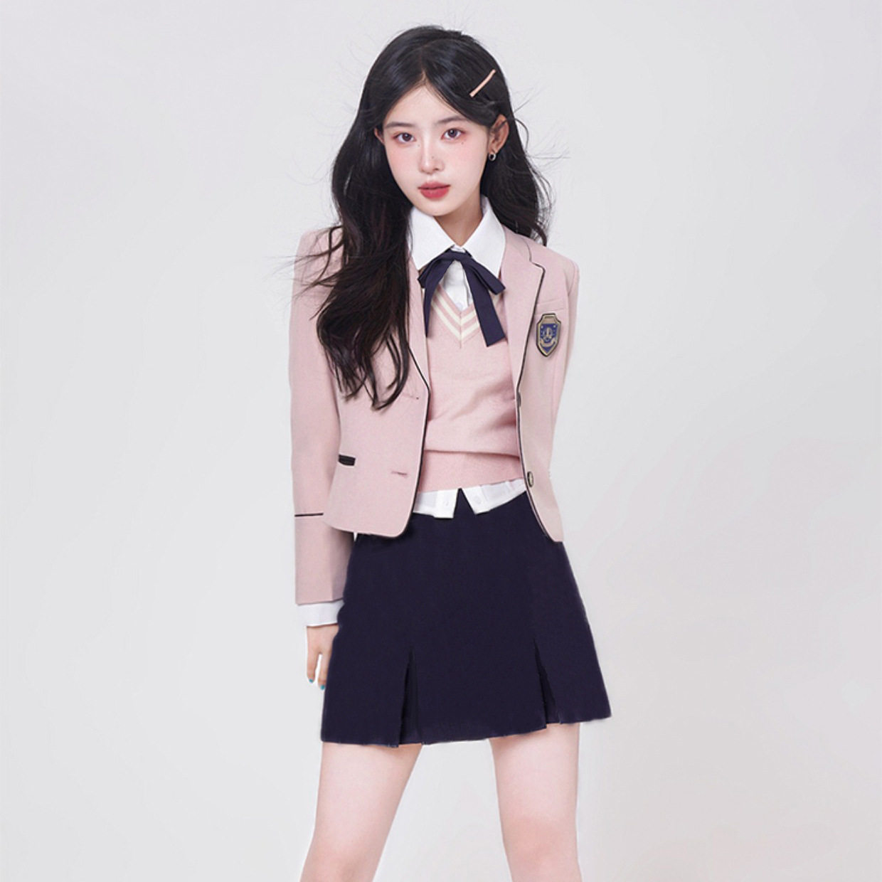 制服コスプレ　韓国風　ブレザー制服ニットベスト付　セットアップ