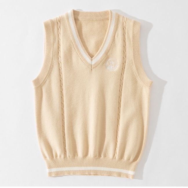 清楚系ニットベスト付き襟ブラウス学生風制服セット