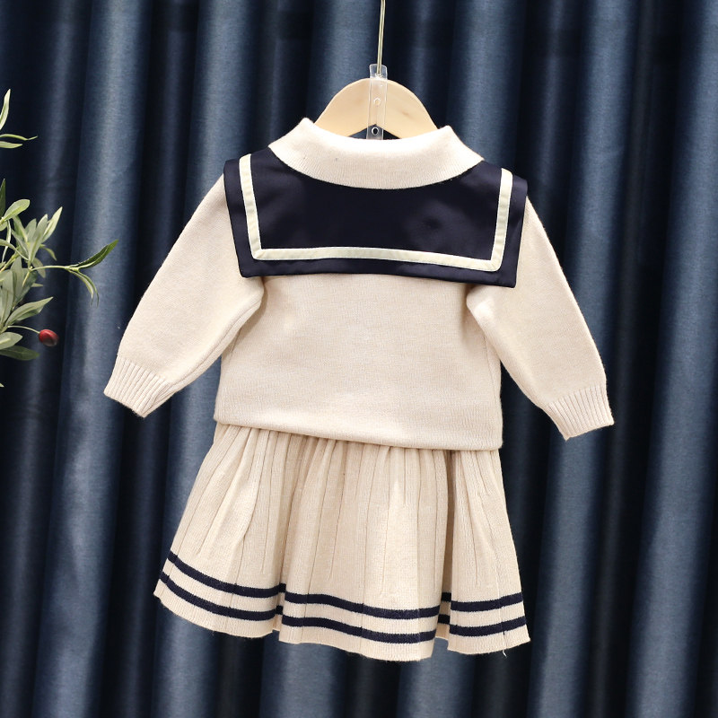 【kids】 清楚系セーラーカーディガンとプリーツスカートのセットアップ