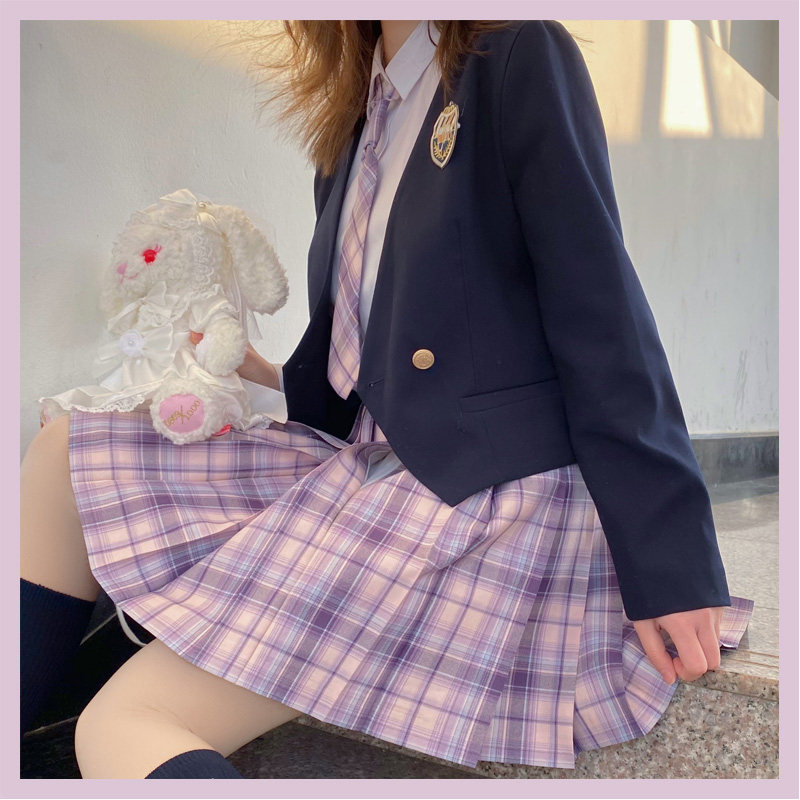 学園風ブレザーセット格子柄スカート付き制服風