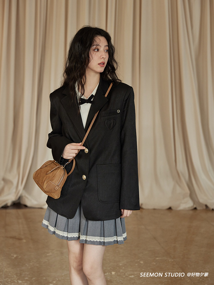 ★制服セット★黒ブレザー×グレースカート