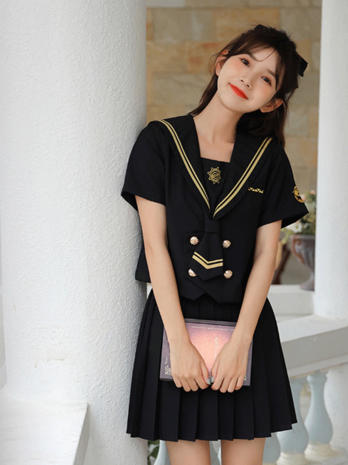 BLACK 海軍風　クールな夏用セーラー制服セット
