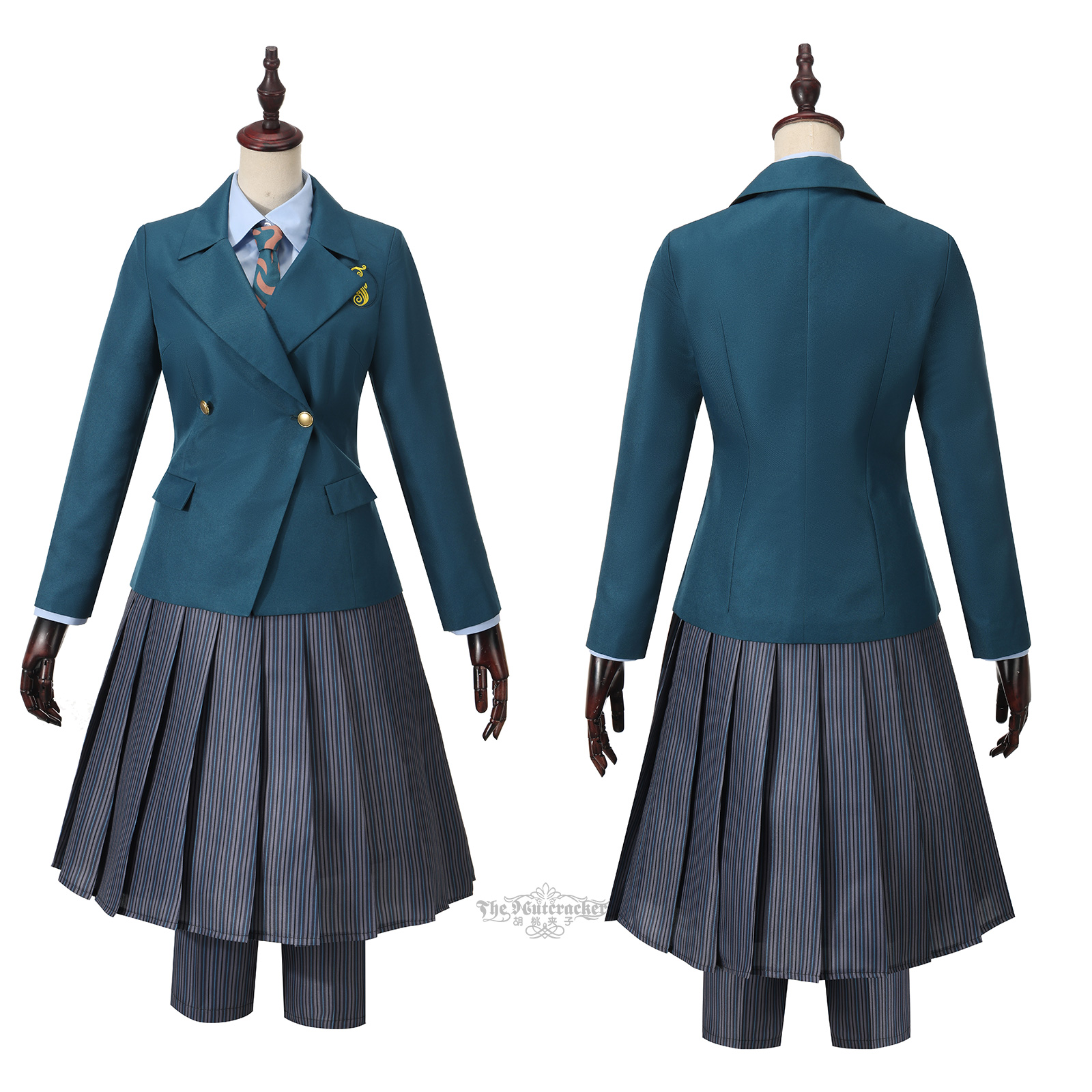 魔法学校風　制服コスプレセット　ブルーグリーン