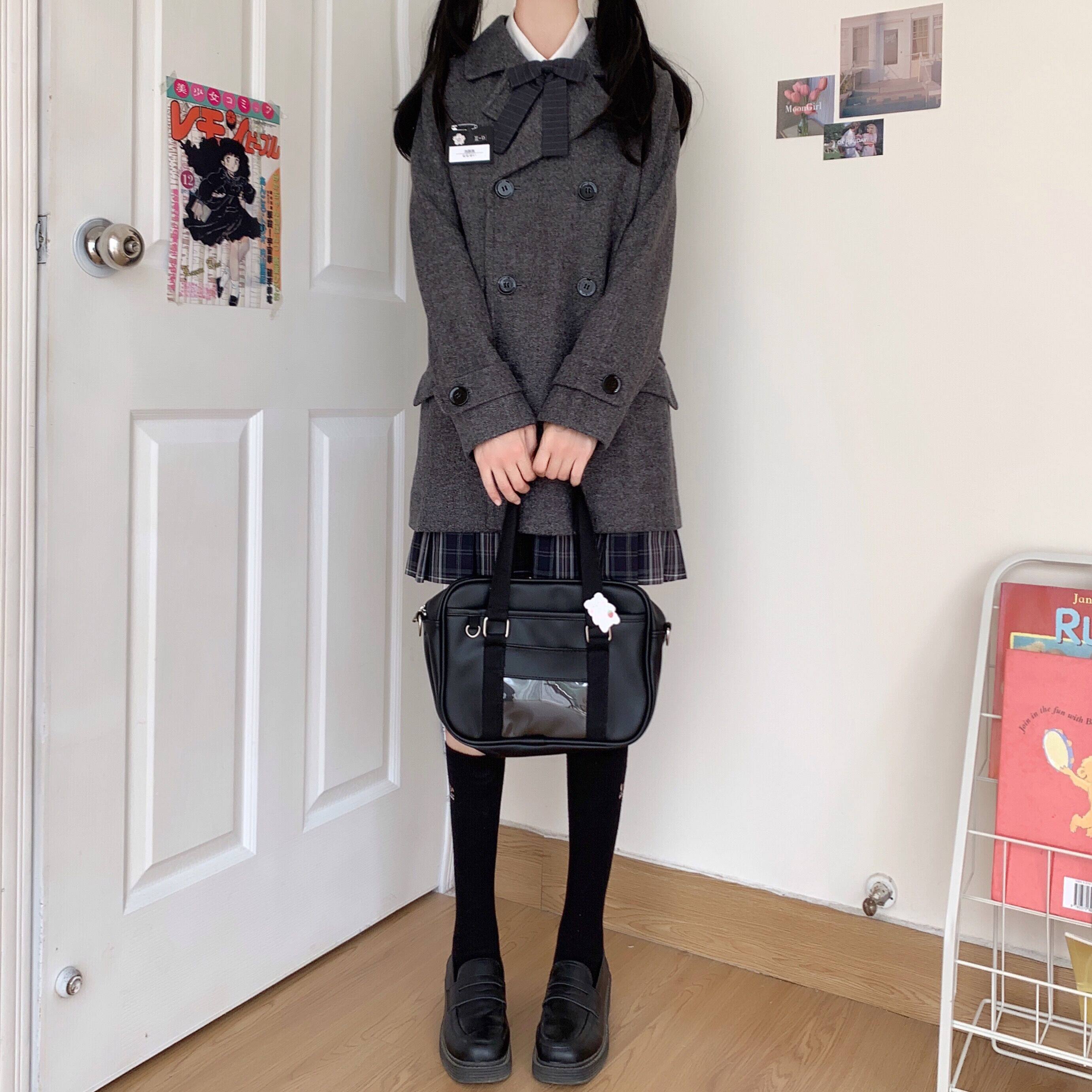 制服セット ダブルボタンコート×チェック柄スカートセット