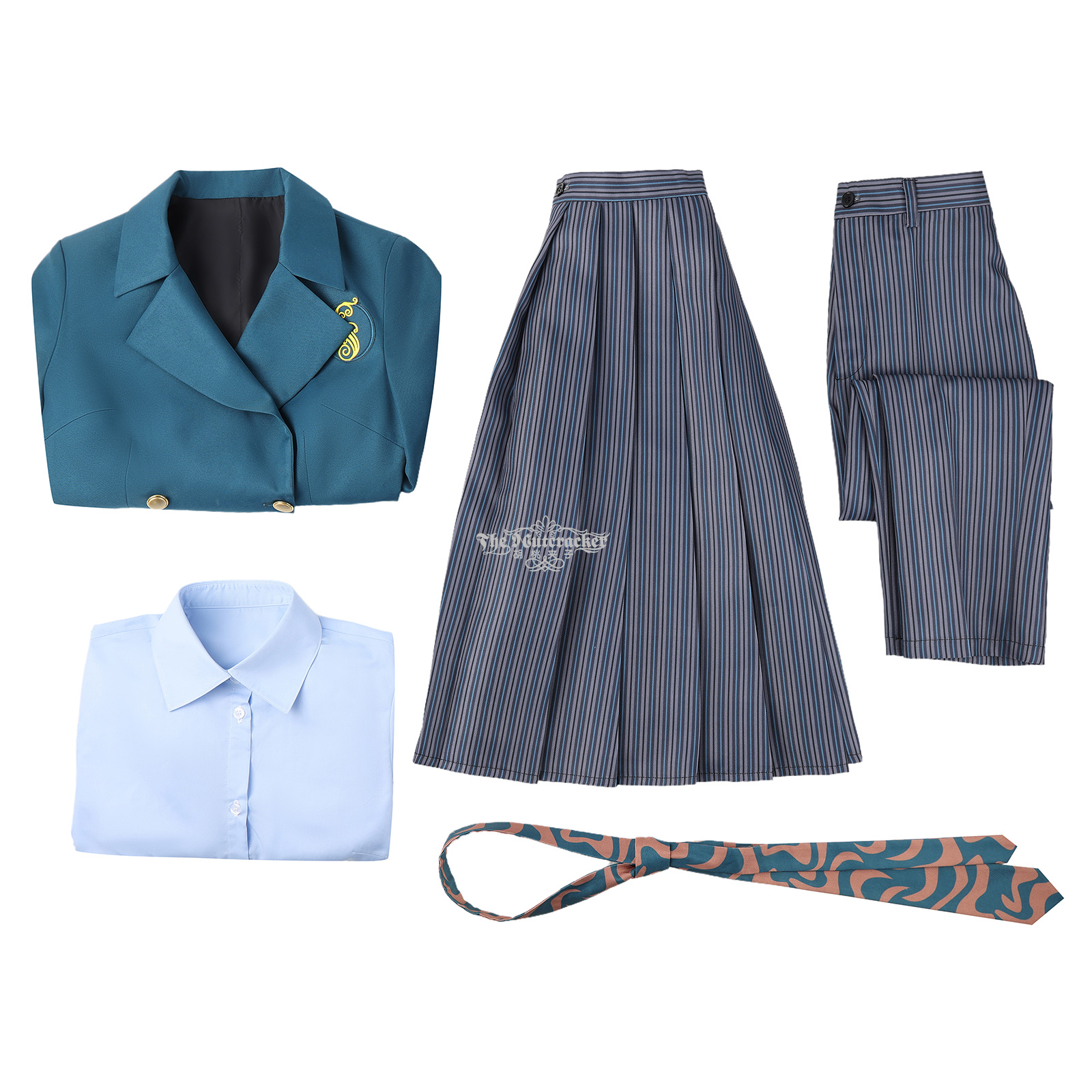魔法学校風　制服コスプレセット　ブルーグリーン