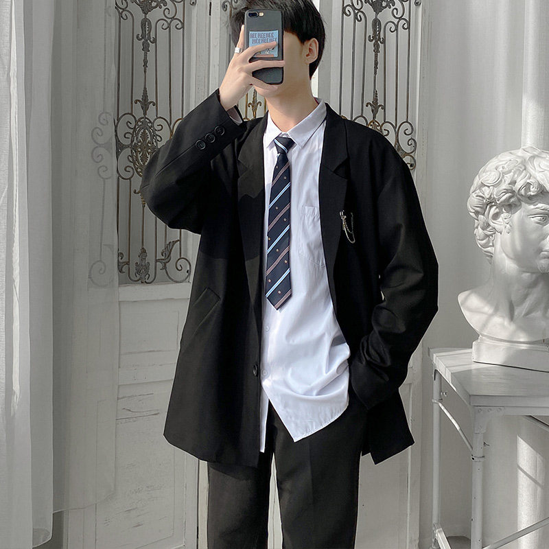 ブレザー制服　ブローチ付きテーラードジャケット学生風制服セット