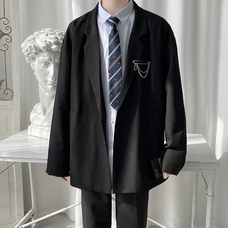 ブレザー制服　ブローチ付きテーラードジャケット学生風制服セット