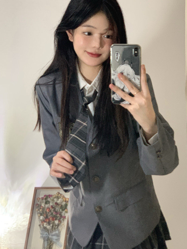 制服コスプレ 学園風エンブレム付きテーラードブレザー