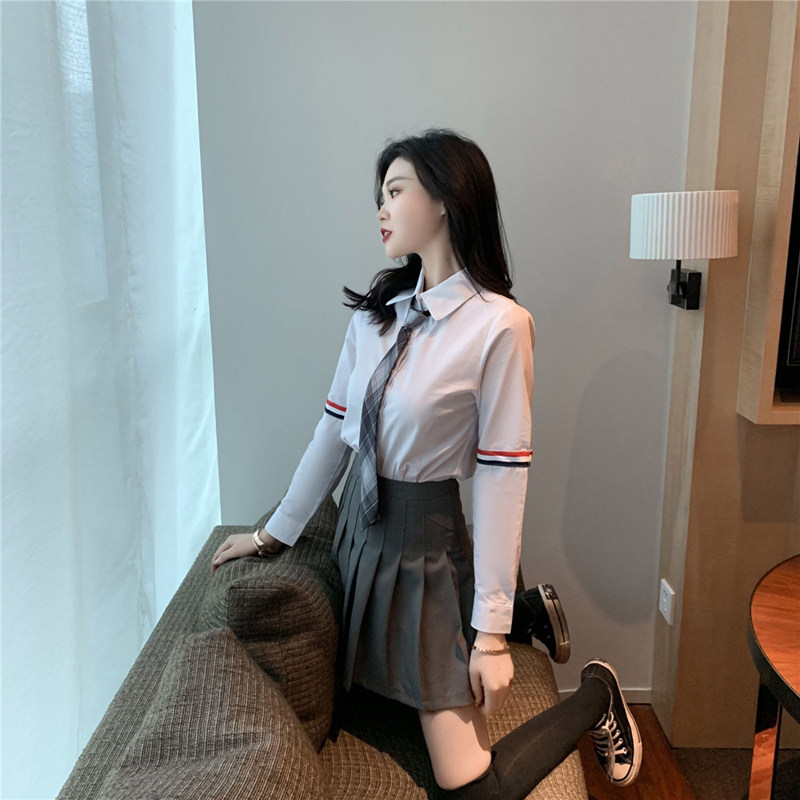 ブレザー制服セット  グレージャケット　チェック柄ネクタイプリーツスカート セット