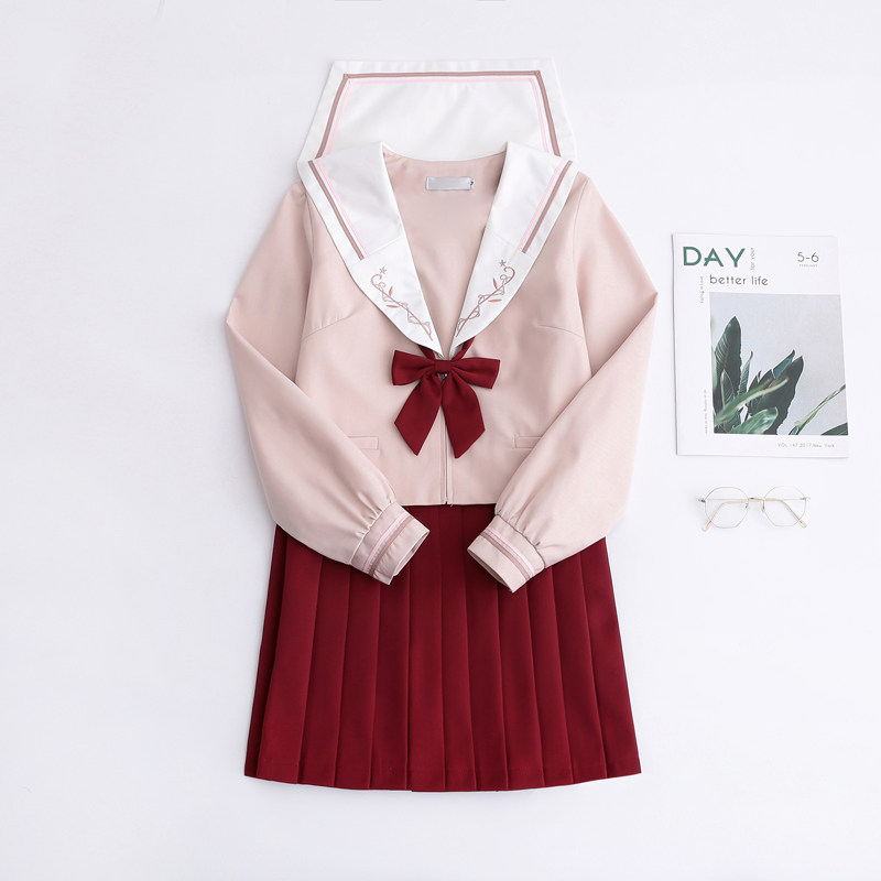 清楚系セーラー風 長袖プリーツスカート制服セット