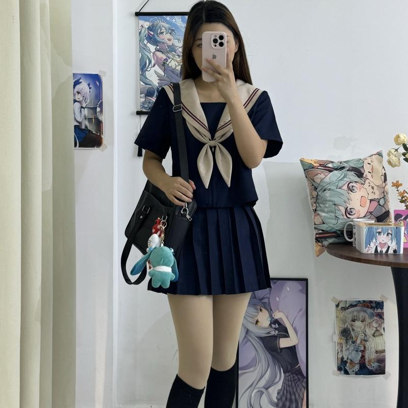 ネイビー　夏服セーラー風学園セット