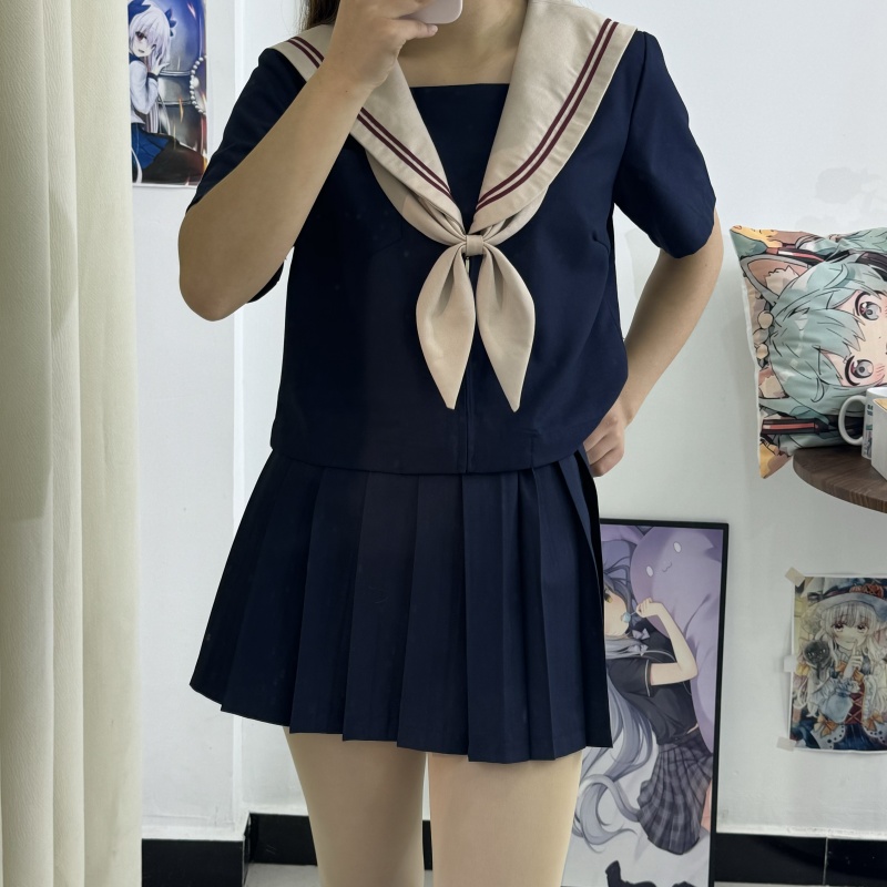 ネイビー　夏服セーラー風学園セット