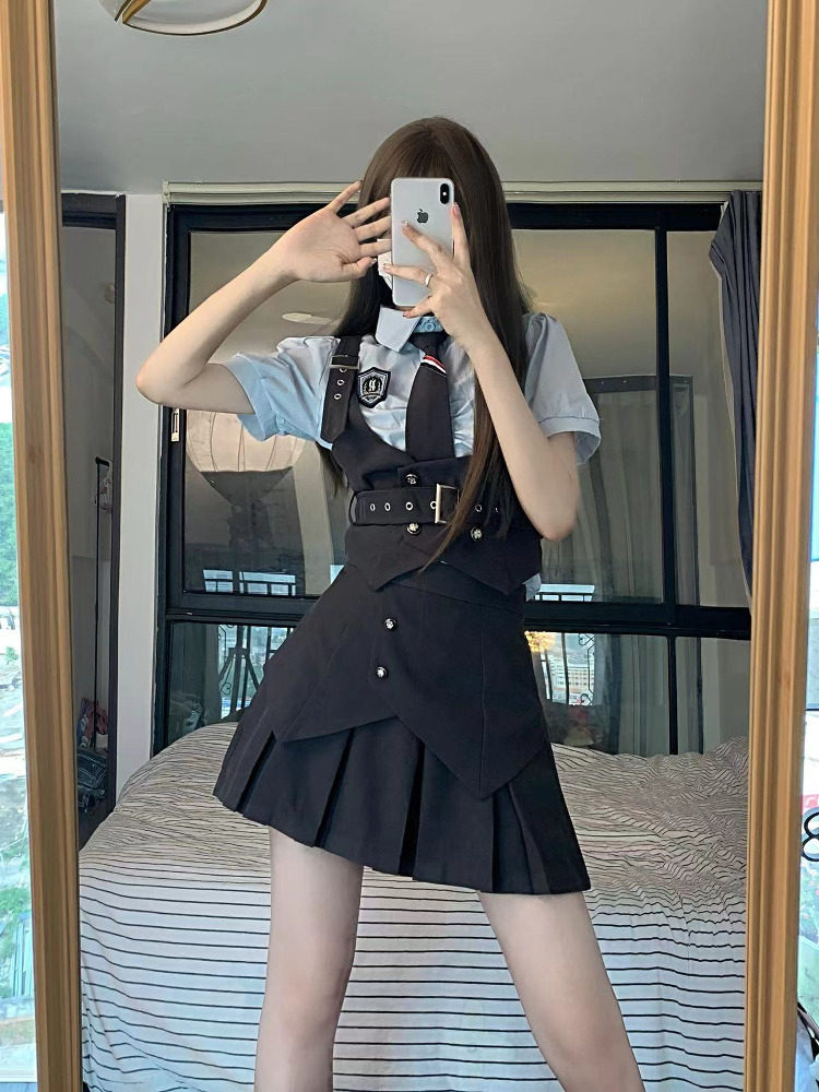 お姉さん風 ベスト付きミニプリーツスカー制服 セットアップ