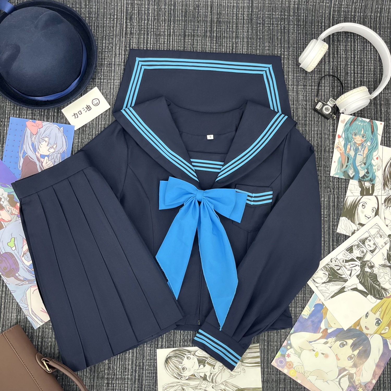 ブルーライン＆リボン  セーラー服セット