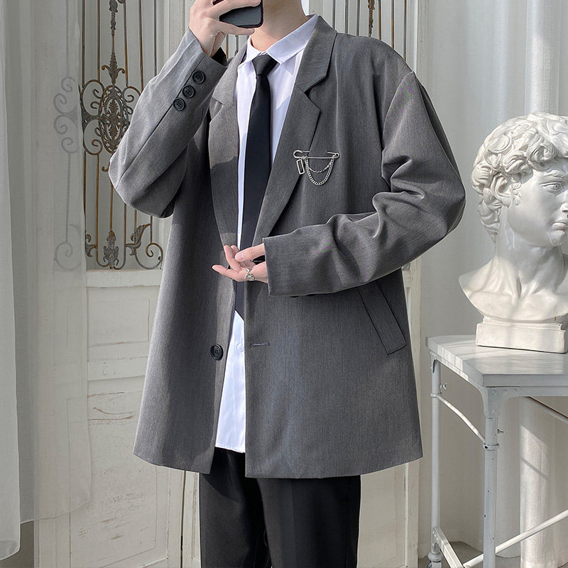 ブレザー制服　ブローチ付きテーラードジャケット学生風制服セット