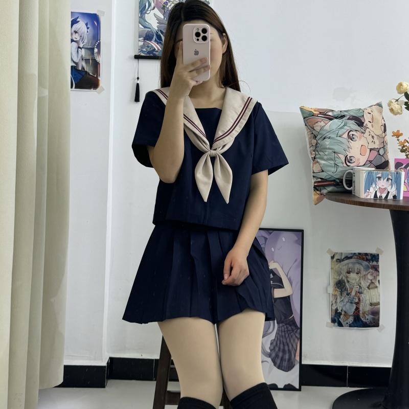 ネイビー　夏服セーラー風学園セット
